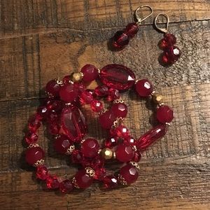 ❤️SALE❤️ Red drop earrings with bracelets